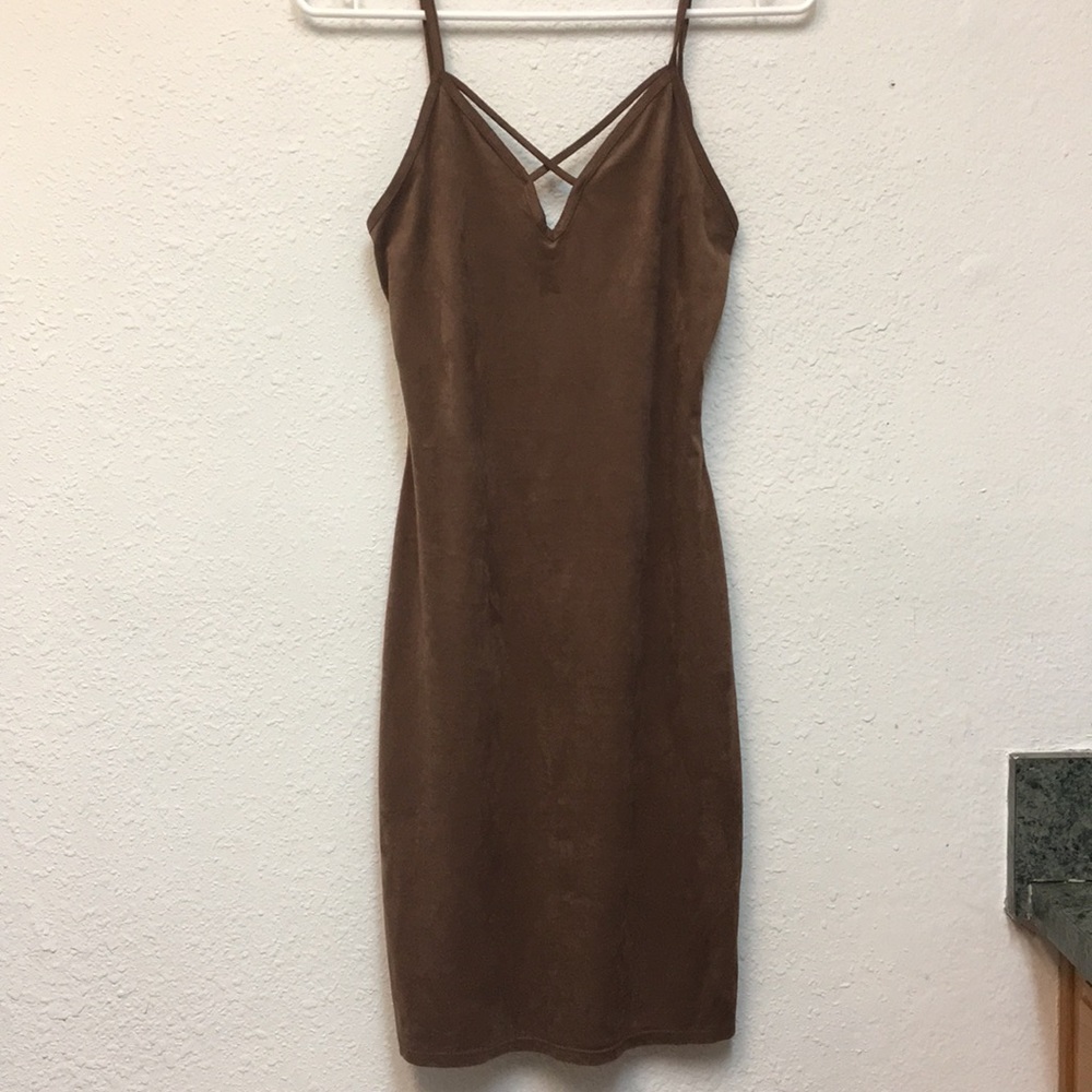 Brown Velvet Mini Dress